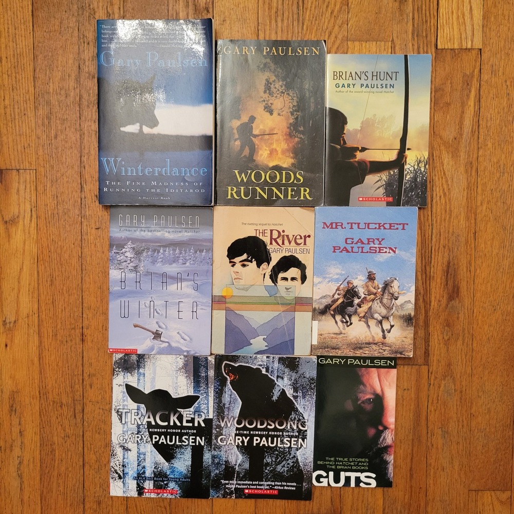 9 Gary Paulsen Winterdance Woodsong Brian's Winter River Survival Guts Book Lot